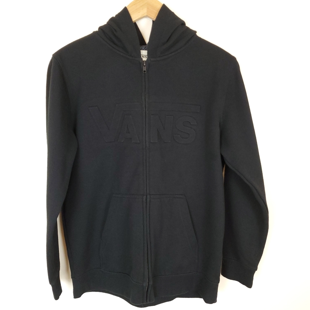 Vans Black Full Zip Embossed Logo Hoodie
